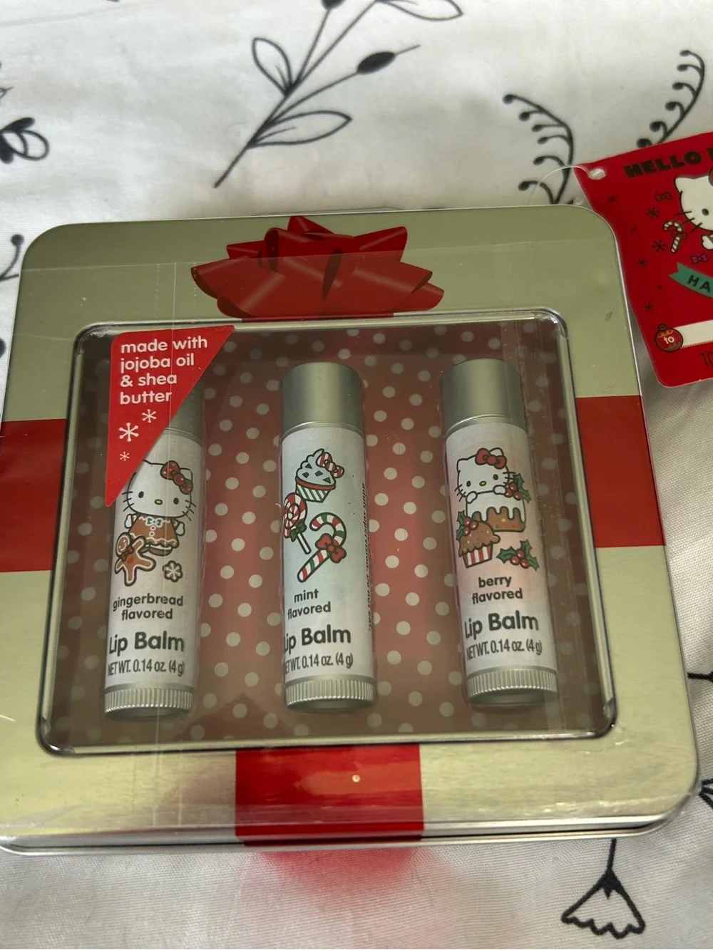 Hello Kitty Holiday Lip Balm Trio — Red & White Packaging